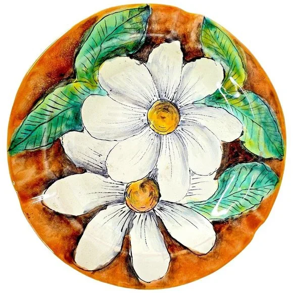 Mayolica Santa Rosa Guanajuato Mexico Ashtray Hand Painted Art Pottery Floral - Picture 1 of 9